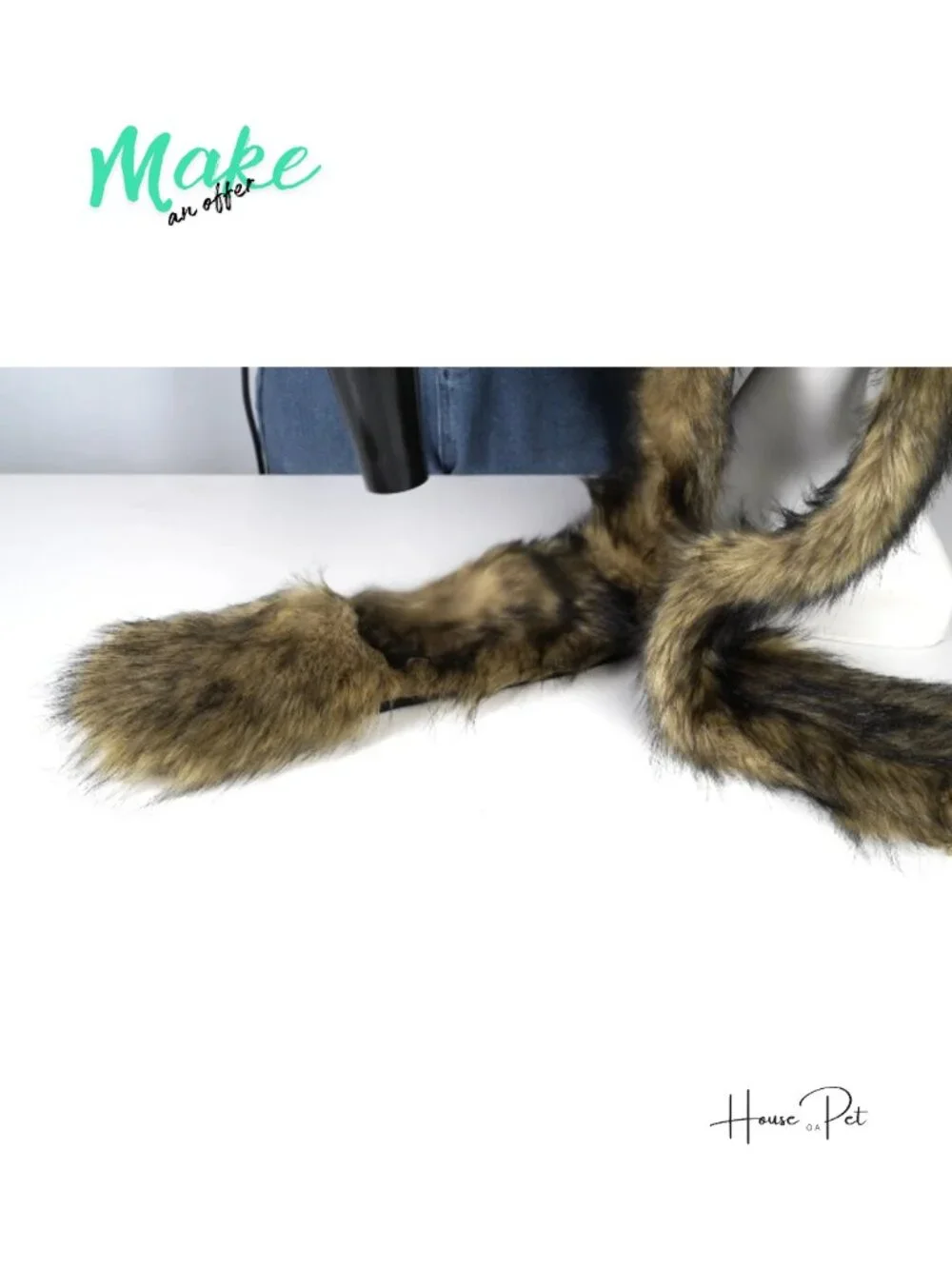 Faux Fur 3-in-1 Animal Hat Scarf Paw Gloves Set Winter Accessory